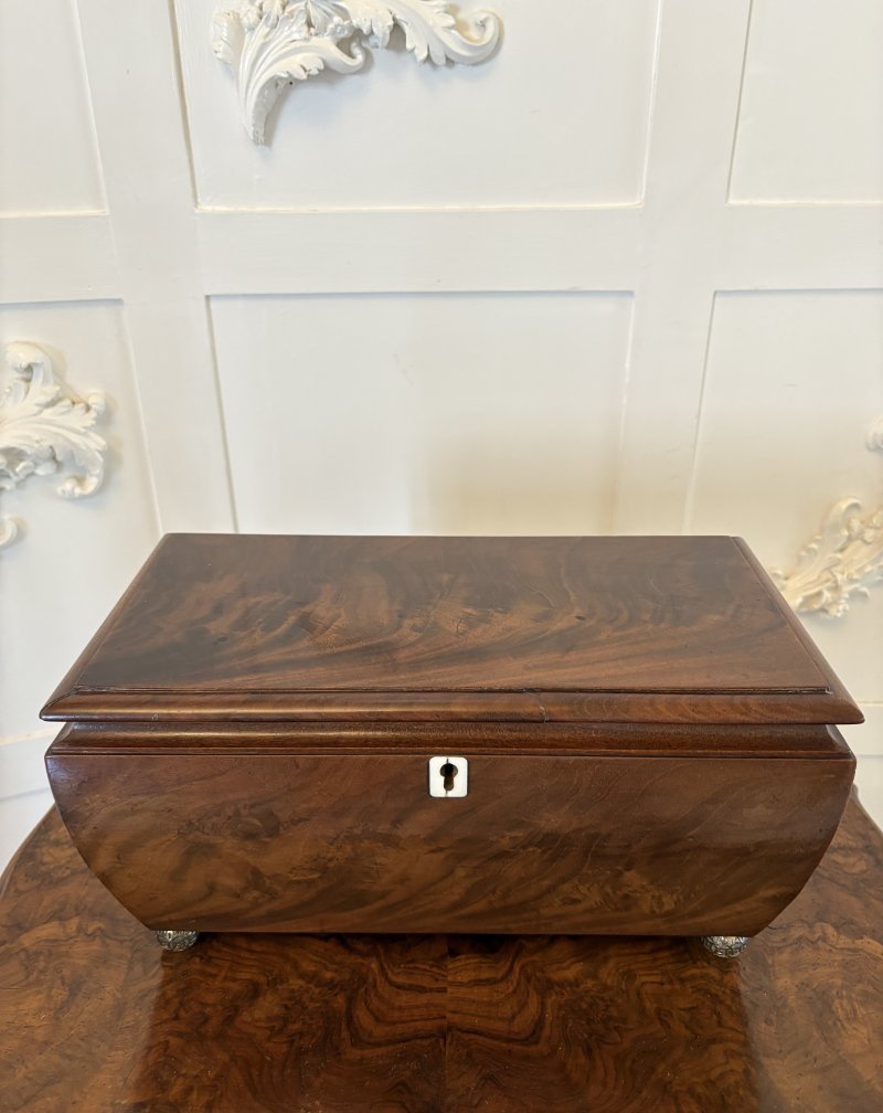 Antique Quality Regency Figured Mahogany Tea Caddy